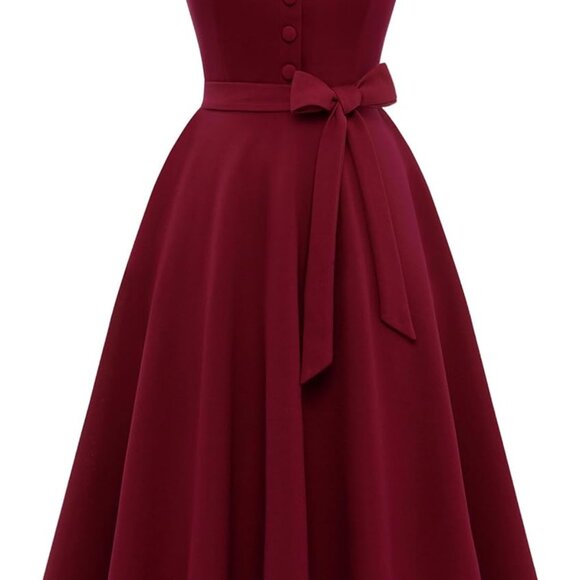 Women's Vintage Tea Dress, Short Sleeve Cocktail Party Dress Work Church Casual - Picture 1 of 8